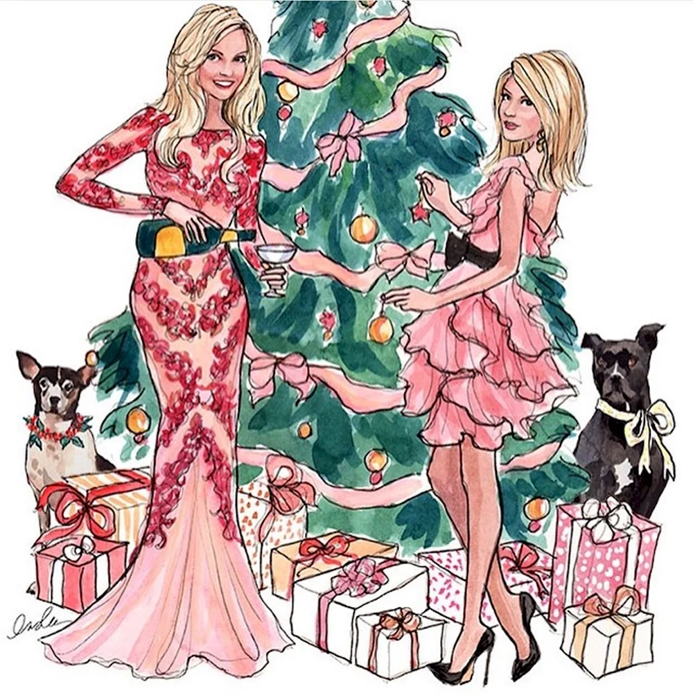 Фэшн иллюстрация новый год