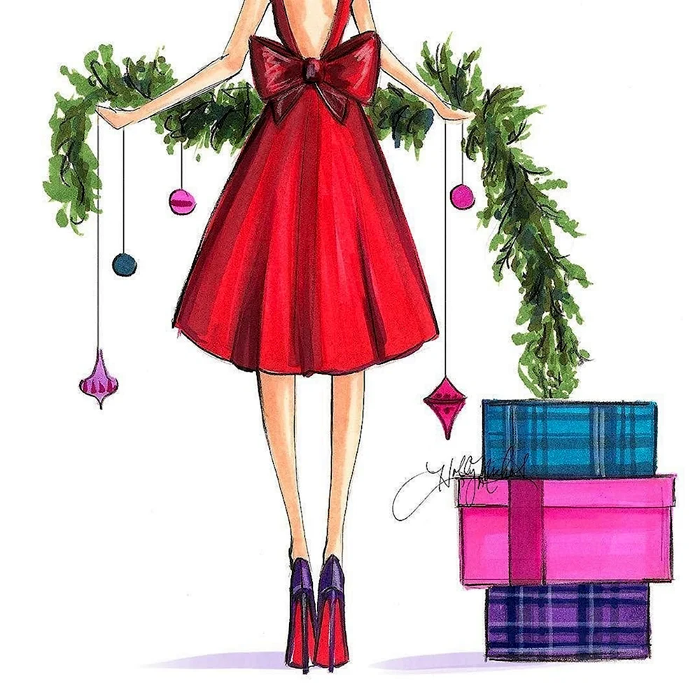 Фэшн иллюстрация новый год