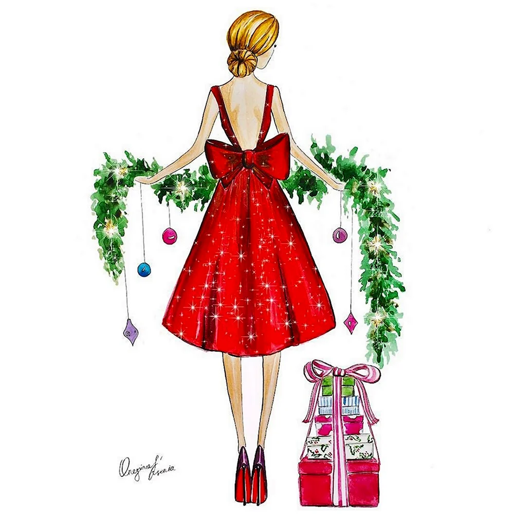 Фэшн иллюстрация новый год