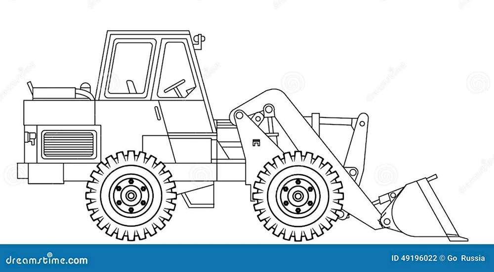 Трактор с ковшом рисунок карандашом