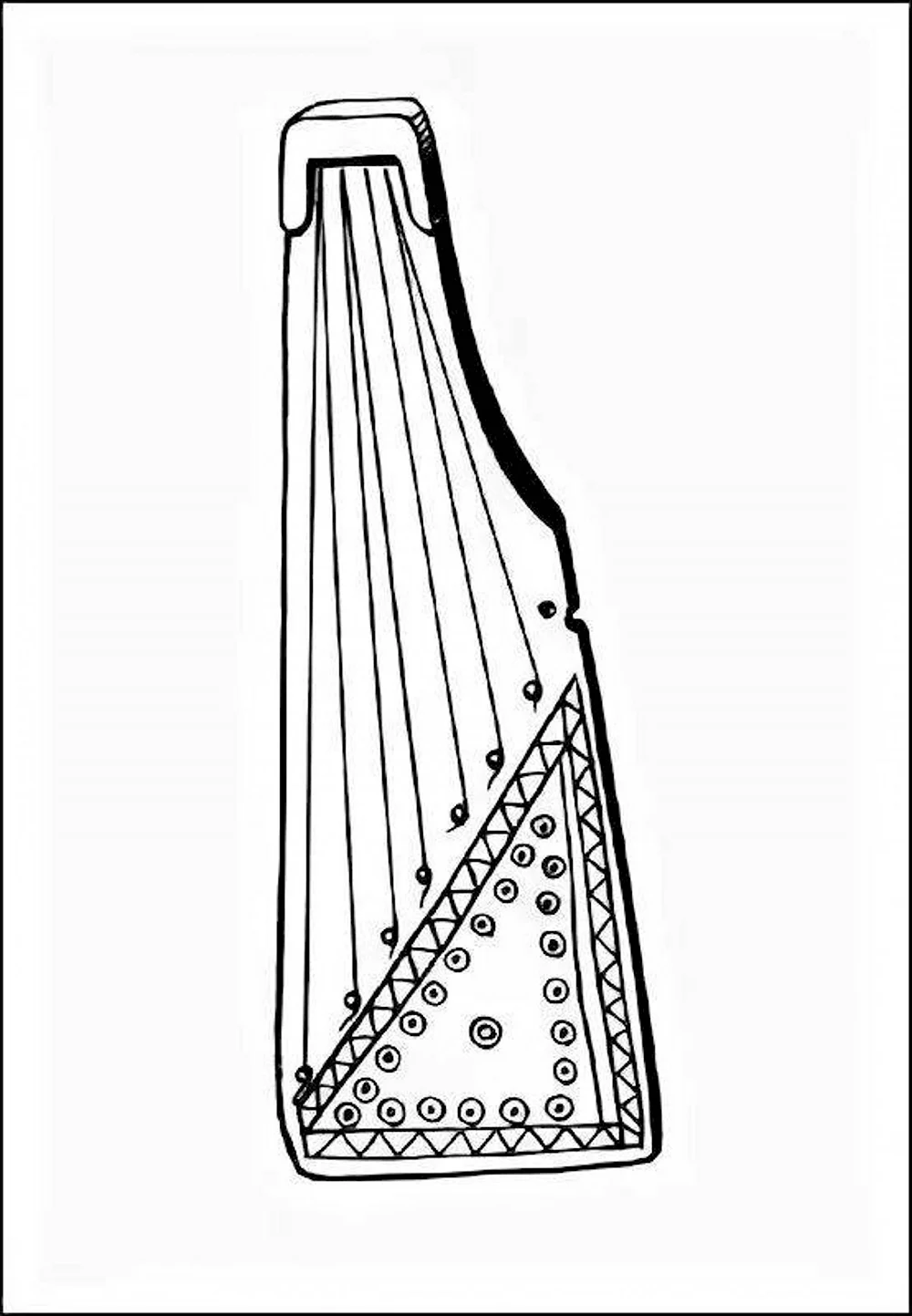 Раскраска гусли музыкальный инструмент для детей