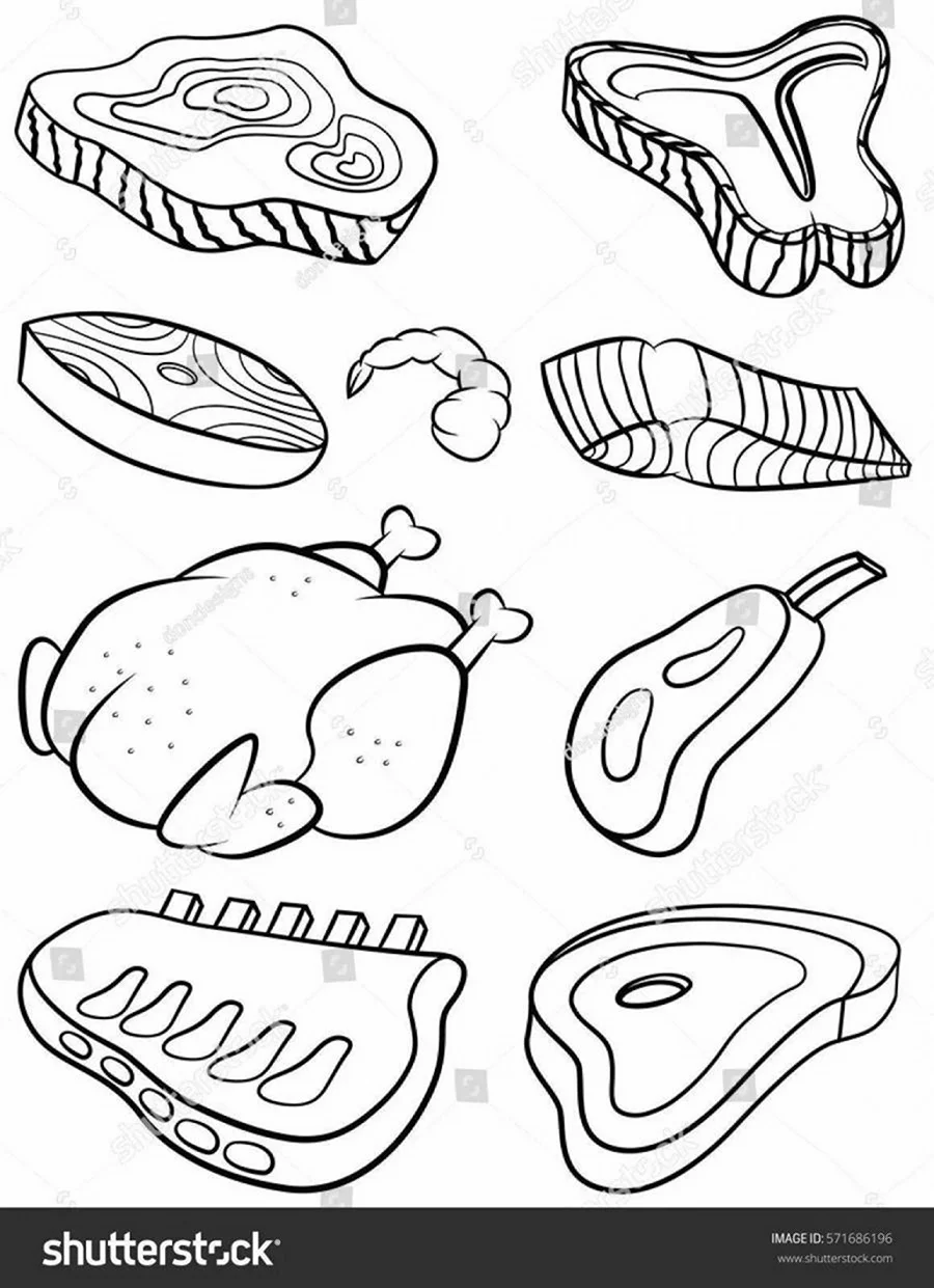 Мясо раскраска для детей