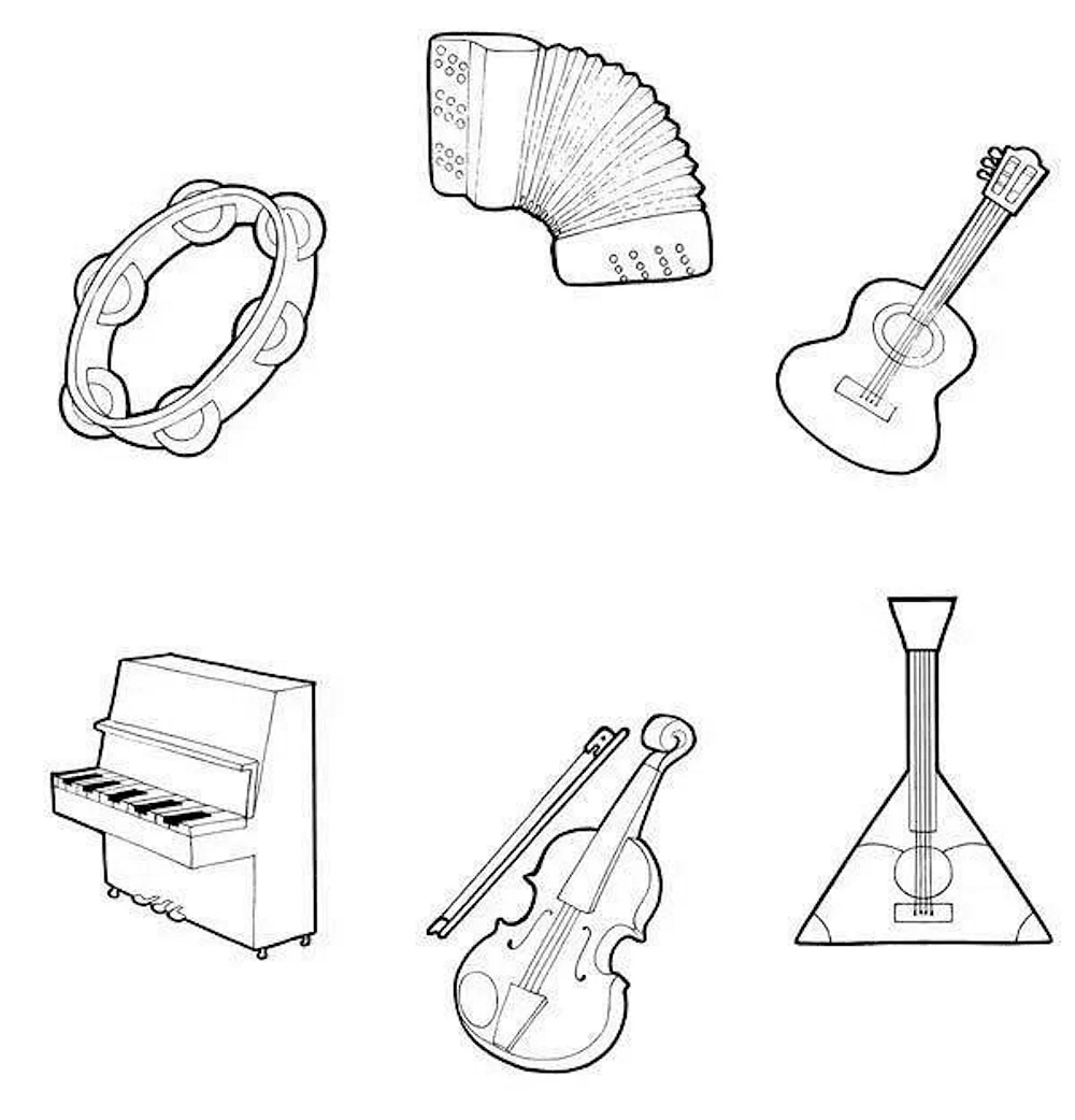 Раскраски Музыкальные инструменты - распечатать бесплатно