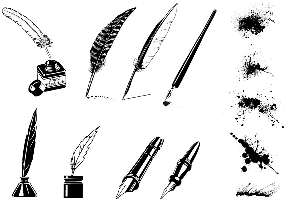 Перьевая ручка сбоку контур