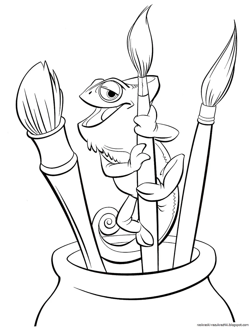 Рапунцель и Паскаль раскраска