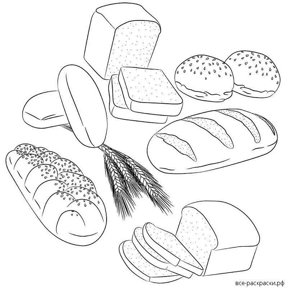 Раскраски для девочек и мальчиков хлеб