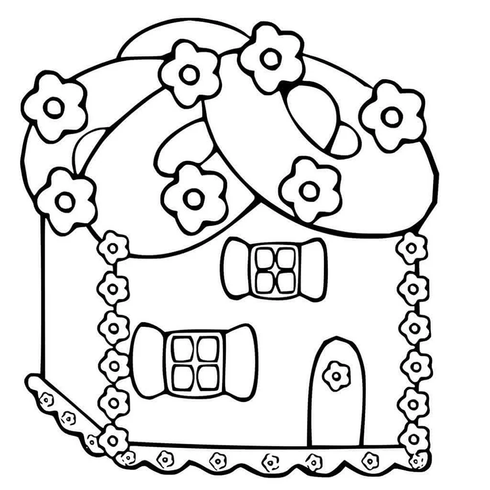 Раскраски Пряничный домик из сказки Шарля Перро