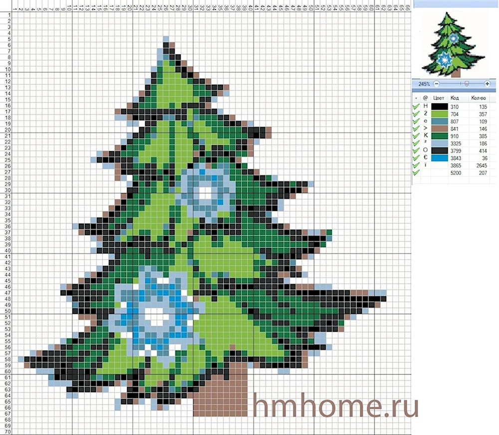 Елка, схема для вышивки крестом