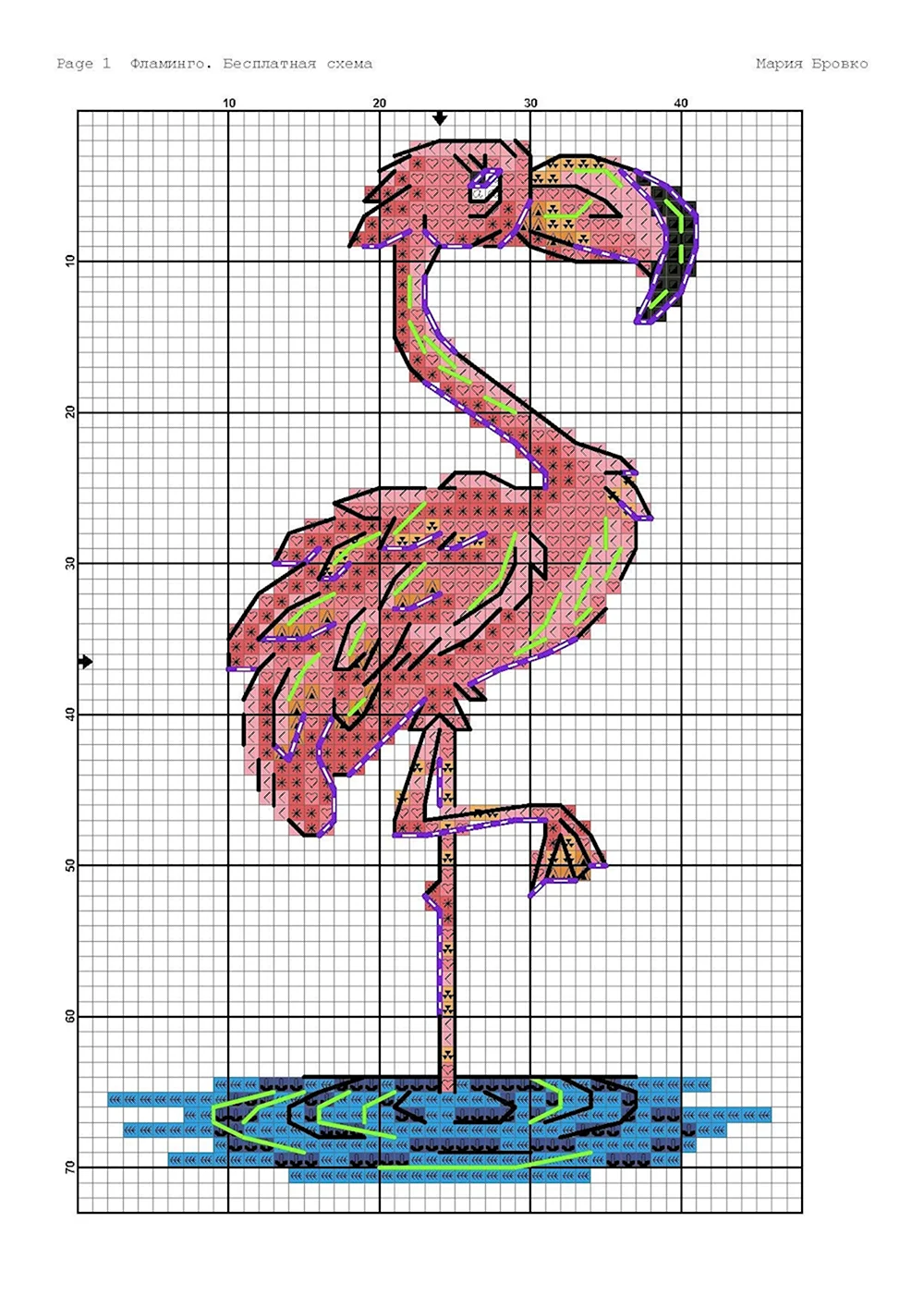 Фламинго, схема для вышивки авторская, арт. ДМ Дарья Мастракова | Купить онлайн на trenazer43.ru