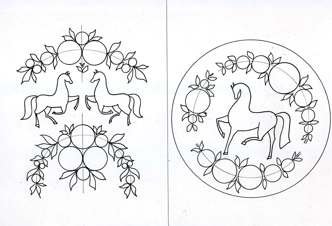 Раскраски «Городецкая роспись» для детей лет распечатать шаблоны