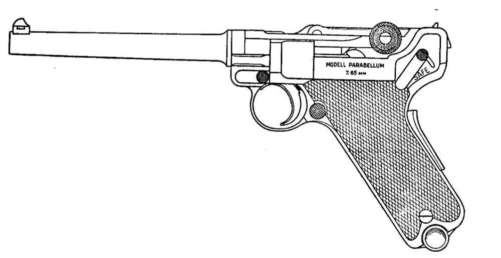 Люгер пистолет чертеж Парабеллум р08
