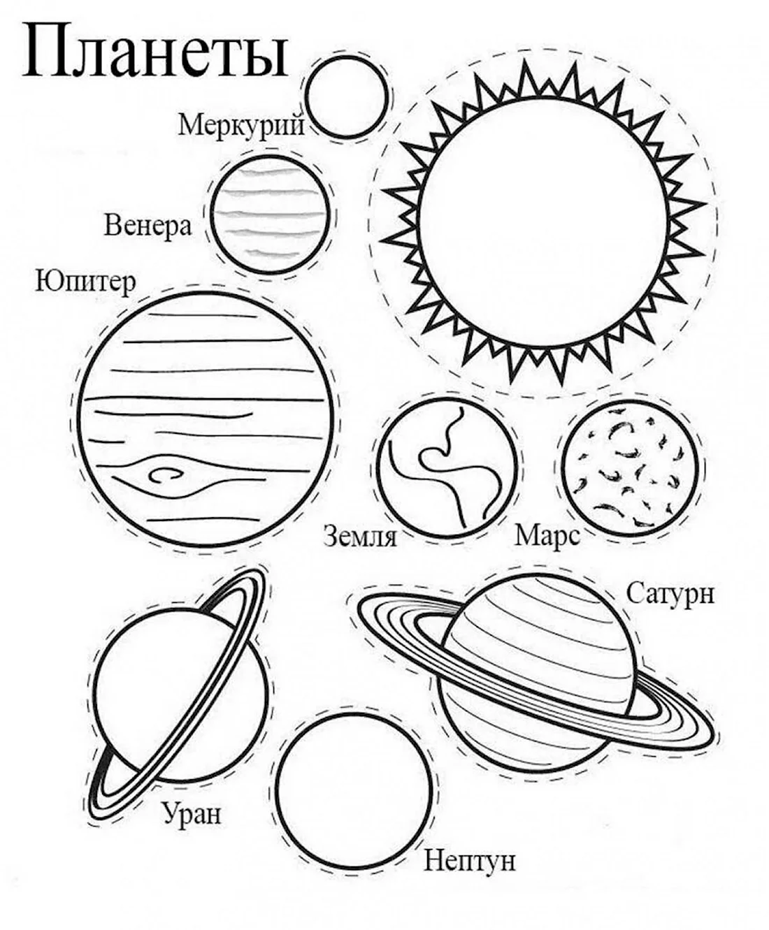 Раскраска Планеты Солнечной системы