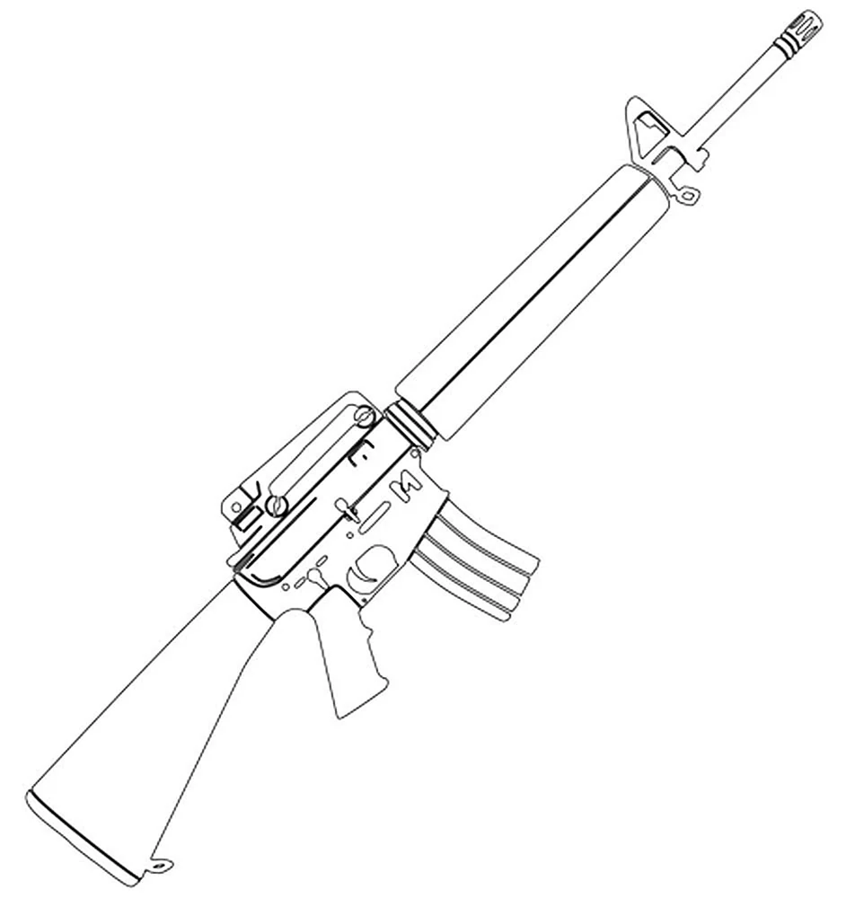Раскраска Пистолет распечатать бесплатно
