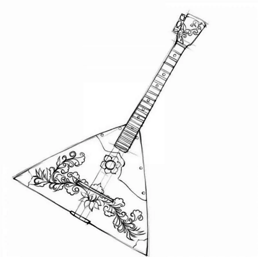 Русский народный инструмент балалайка раскраска