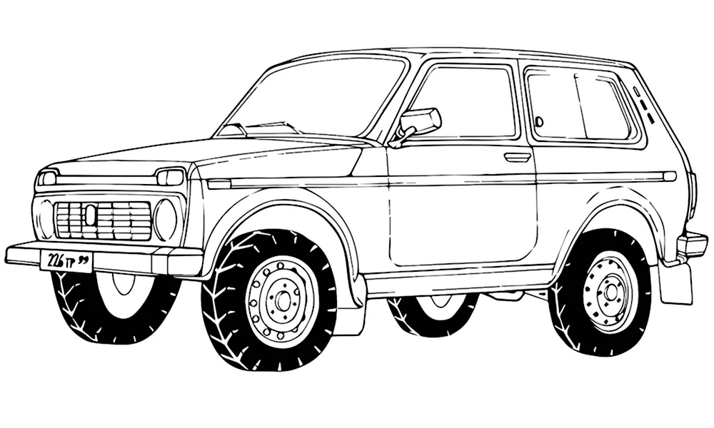 Раскраска ВАЗ (Шевроле Нива) | распечатать раскраски для детей