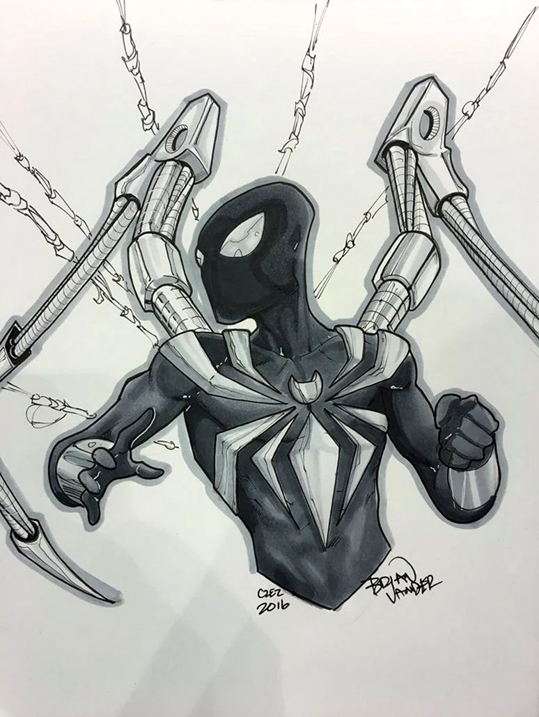 Железный человек паук срисовка