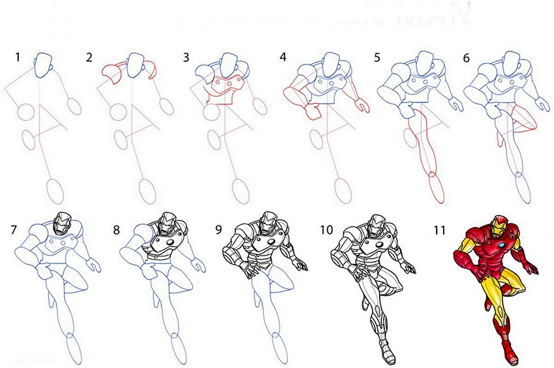 Железный человек рисунок пошагово