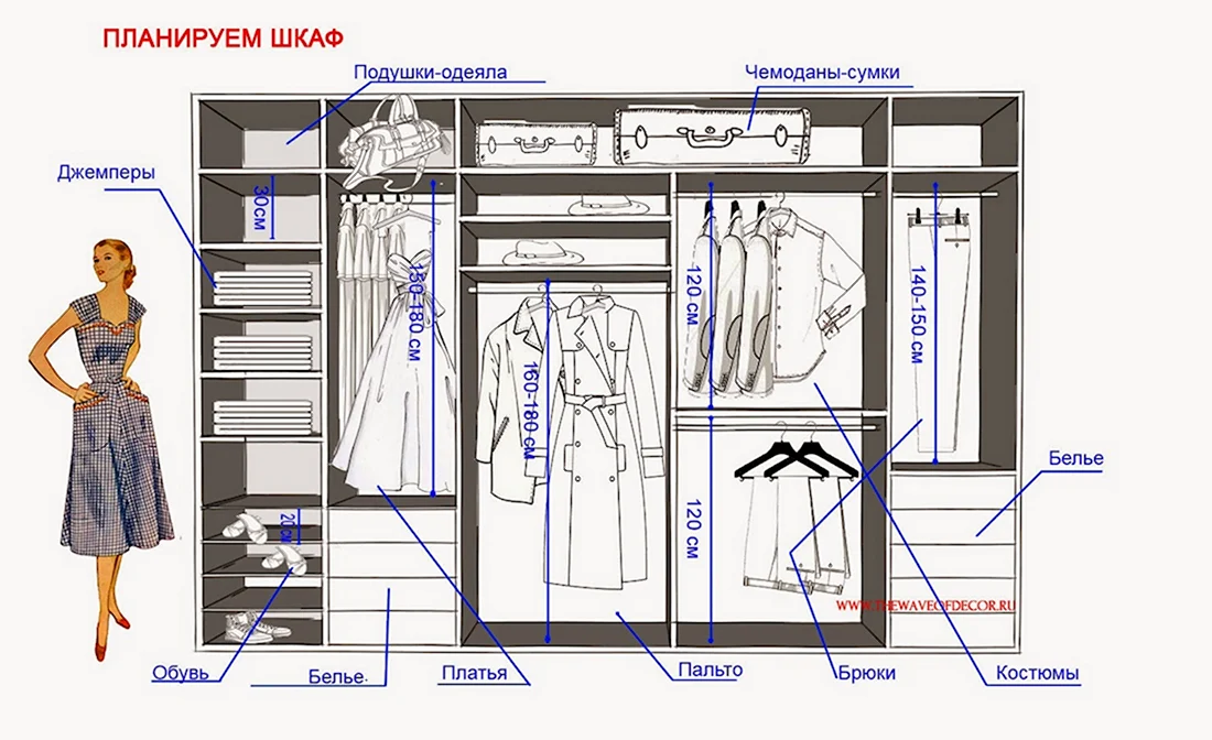 Чертежи наполнения шкафа-купе: идеи и советы