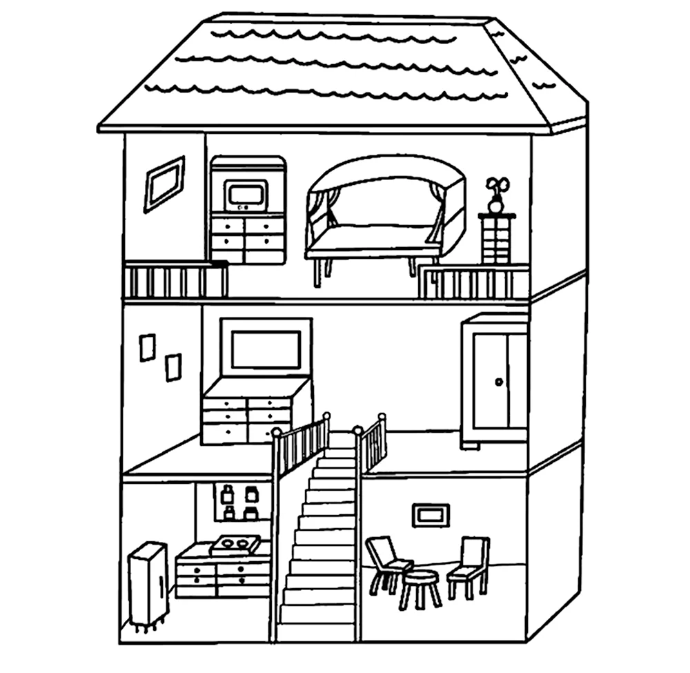 Рисунок внутри дома. Скачать и распечатать
