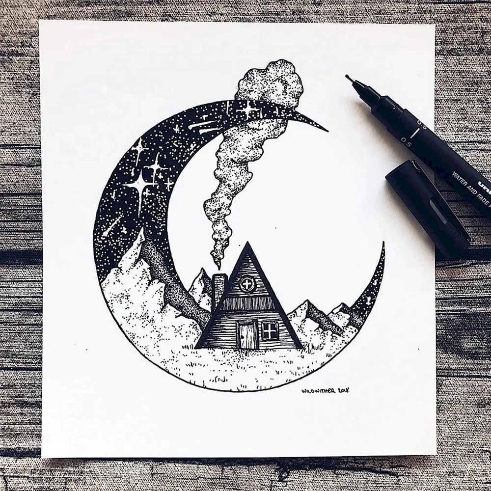 Рисунки чёрной гелевой ручкой