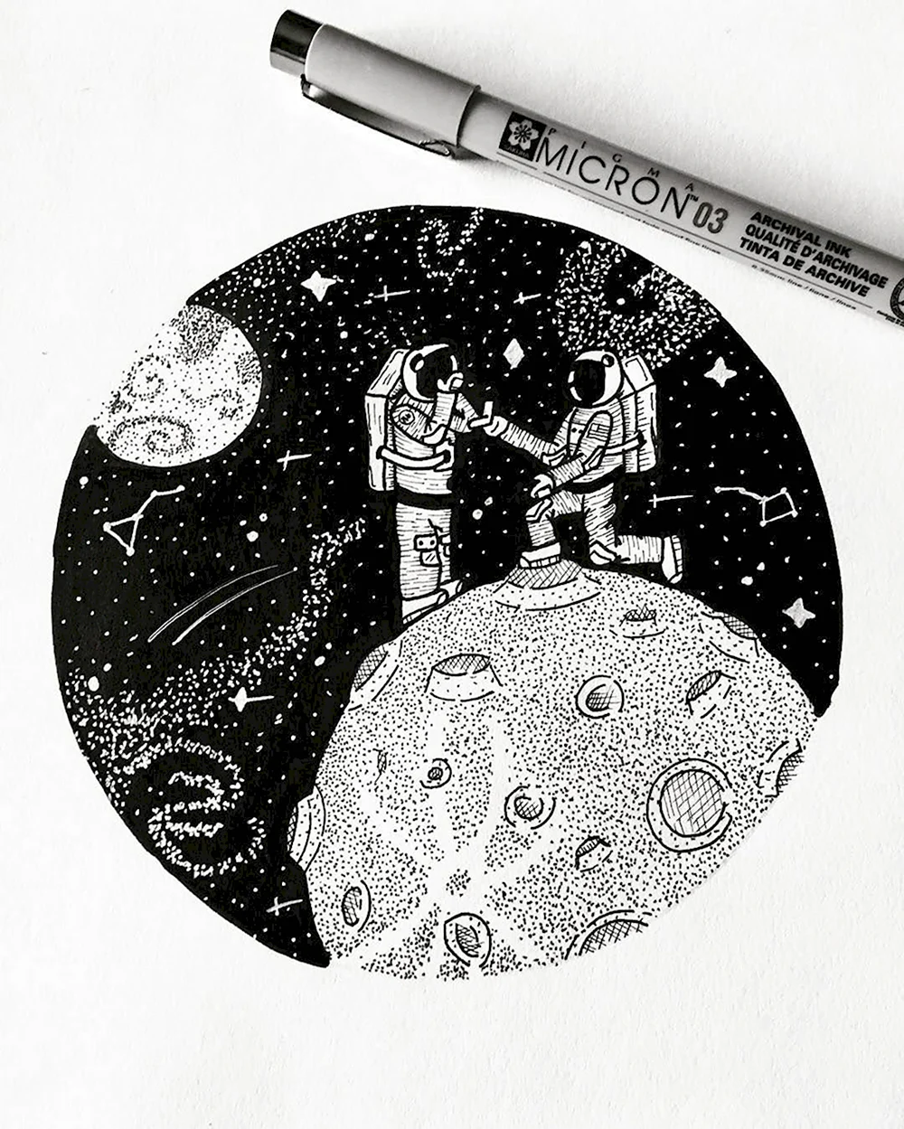 Рисунки чёрной гелевой ручкой