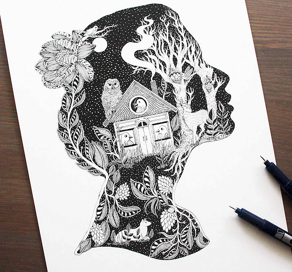 Рисунки Графика гелевой ручкой