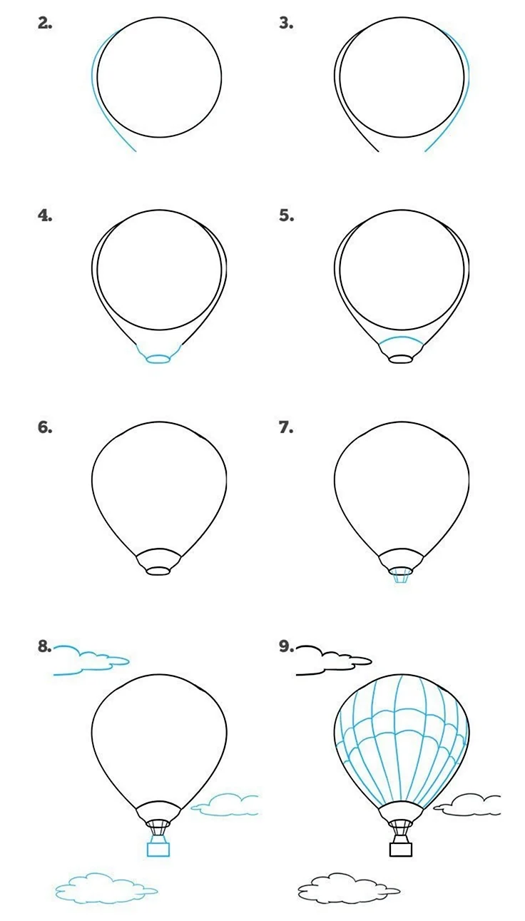 Как нарисовать воздушный шар пошагово?